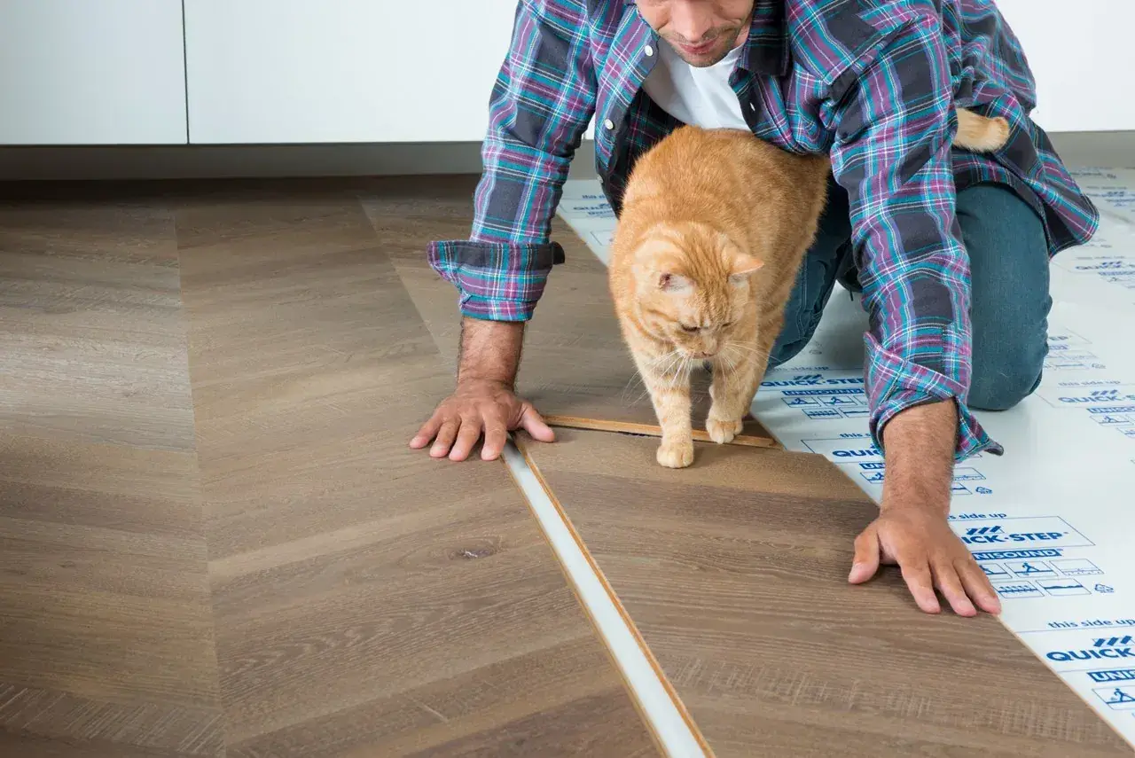 A finished wood floor in a room